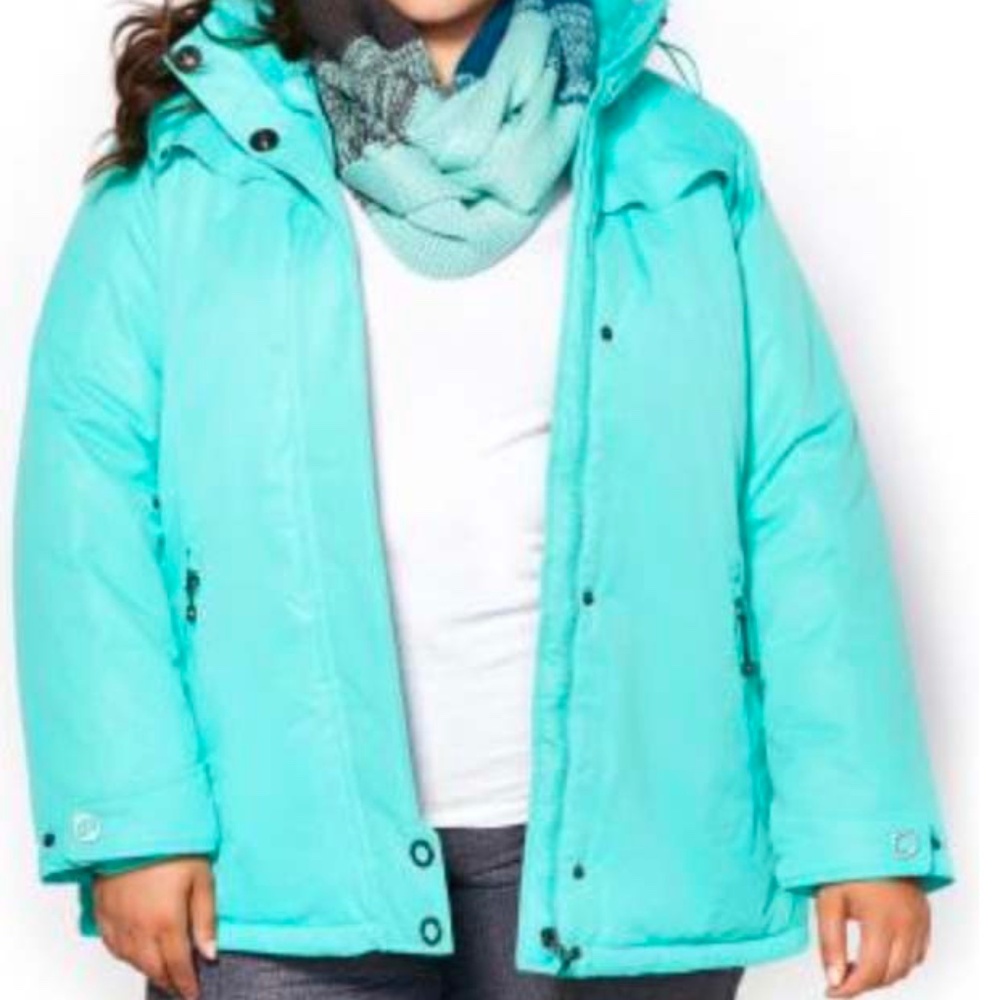 PARKA FOR VERY COLD, COLOUR: WINTER FRESH (Aqua), SIZE 5X, FRONT ZIP & SNAPS,